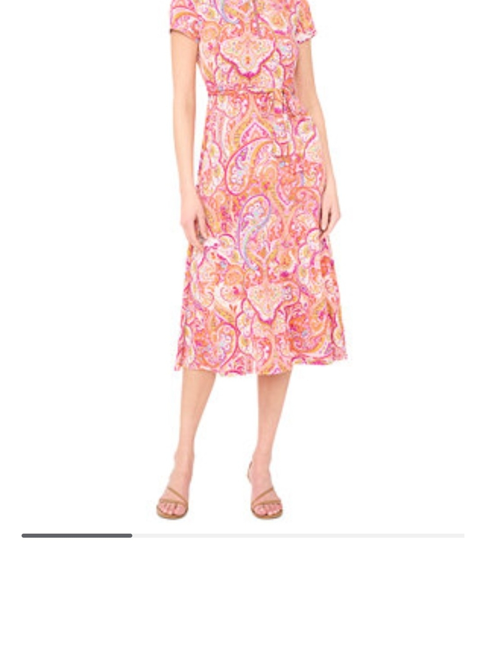 MSK Pink Paisley Midi Dress with Multicolor Print